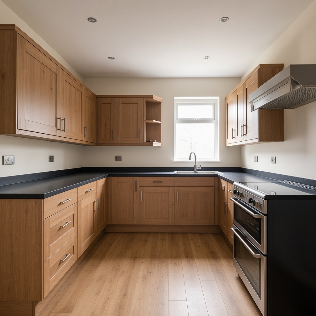 Restored kitchen after fire damage
